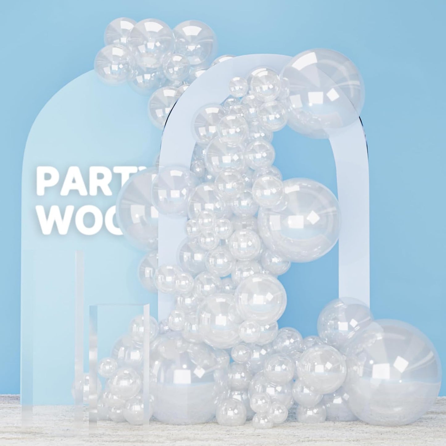 PartyWoo Clear Balloons - 120-Piece Transparent Balloon Arch Kit for Weddings, Graduations & Parties | 18", 12", 10", 5" Sizes