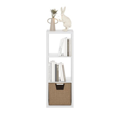 Furinno Cubicle Book Shelf, 3-Cube Bookshelf, Extra Thick Frame Horizontally & Vertically Reversible Bookcase with Open Back, 14.6" x 16" x 44", for Living Room, Bedroom, Home Office, White