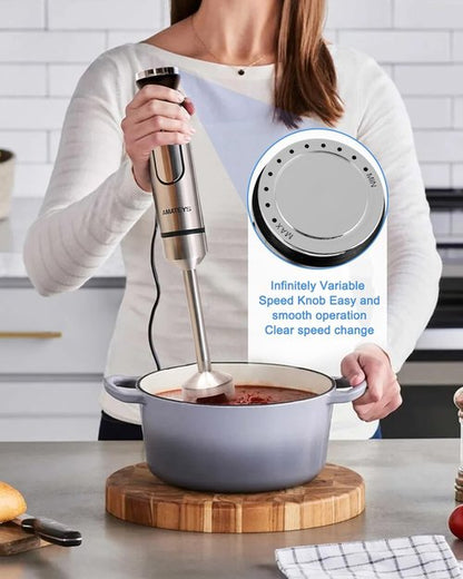 Handblender - Heavy-Duty Immersion Blender with Detachable Stainless Blade | 2-Speed Modes & Space-Saving Design