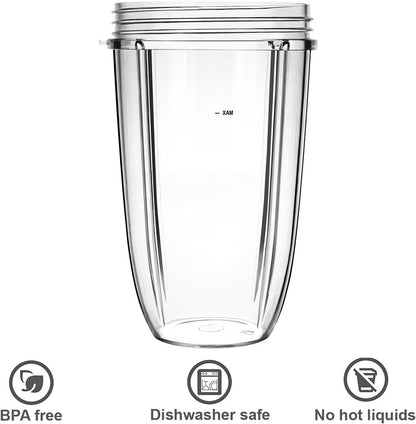 Nutribullet Replacement Cups - 24oz Blender Cups Compatible with NutriBullet 600W & 900W