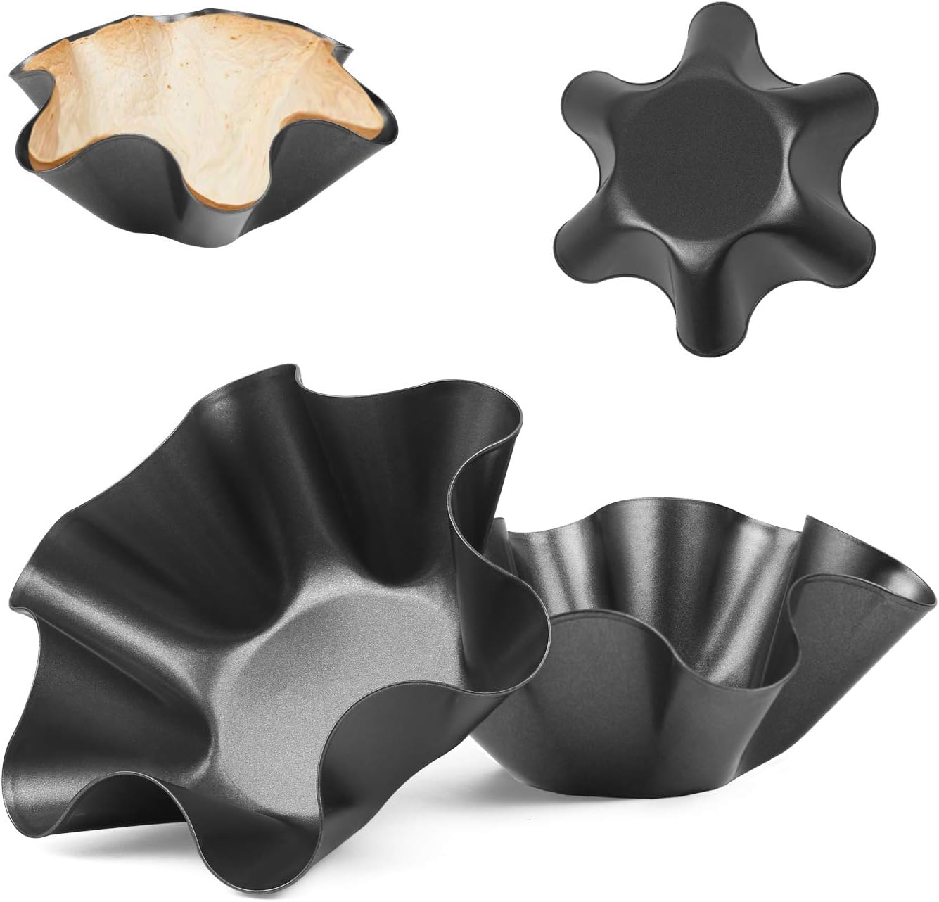 RUVINCE Taco Bowl Maker - Nonstick 4-Pack for Perfect Tortilla Bowls & Salad Shells