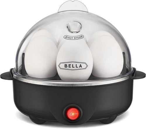 BELLA Egg Cooker - Rapid Boiler & Poacher for Family Meals | Cook Up to 7 Large Eggs, Black