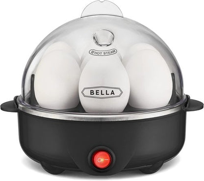 BELLA Egg Cooker - Rapid Boiler & Poacher for Family Meals | Cook Up to 7 Large Eggs, Black