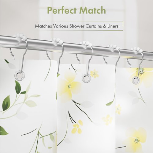 Amazer Shower Curtain Hooks, Decorative Stainless Steel Shower Curtain Hooks for Bathroom Shower Rods Curtains-Set of 12, Acrylic White