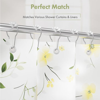 Amazer Shower Curtain Hooks, Decorative Stainless Steel Shower Curtain Hooks for Bathroom Shower Rods Curtains-Set of 12, Acrylic White