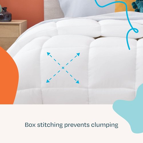 Linenspa White Down Alternative Comforter - All-Season Queen Size Duvet Insert with Box Stitch & 8 Loops