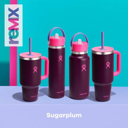 Hydro Flask 32 Oz Travel Tumbler - Insulated Stainless Steel with Handle, Lid & Straw in Sugarplum