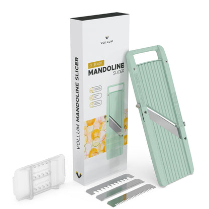 Vollum Narrow Mandoline Slicer for Kitchen – Professional Slicer Vegetable Cutter Japanese Mandoline Slicer with Interchangeable Stainless Steel Blades – Food Manual Slicer Handheld Mandoline Slicer