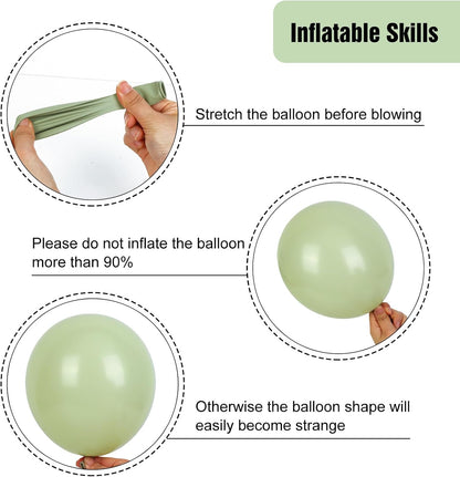 RUBFAC Dusty Green Balloons - 129-Piece Latex Garland Kit for Boho Wedding & Safari Party Decor | 5-12 Inch