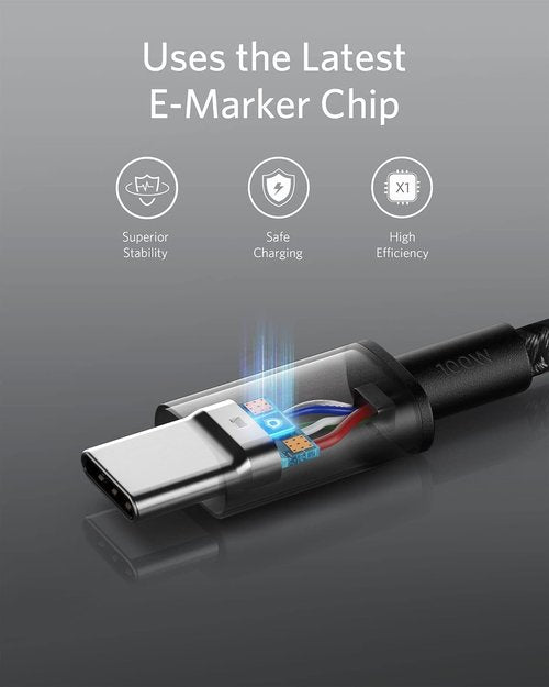 Anker USB C to USB C Cable - 6 FT Fast Charging 100W Charger Cord for iPhone 17, MacBook Pro, Pixel (Black)
