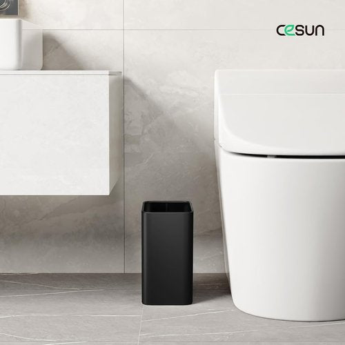 Cesun Small Bathroom Trash Can - 2.1 Gallon Matte Black Stainless Steel Wastebasket for Home & Office