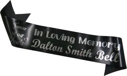 Regine Switzerland Personalized Memorial Funeral Sash - In Loving Memory Ribbon for Casket or Wreath (White)