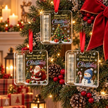 Christmas Money Gift Ornament Set with Cash Holders - Santa Snowman Tree