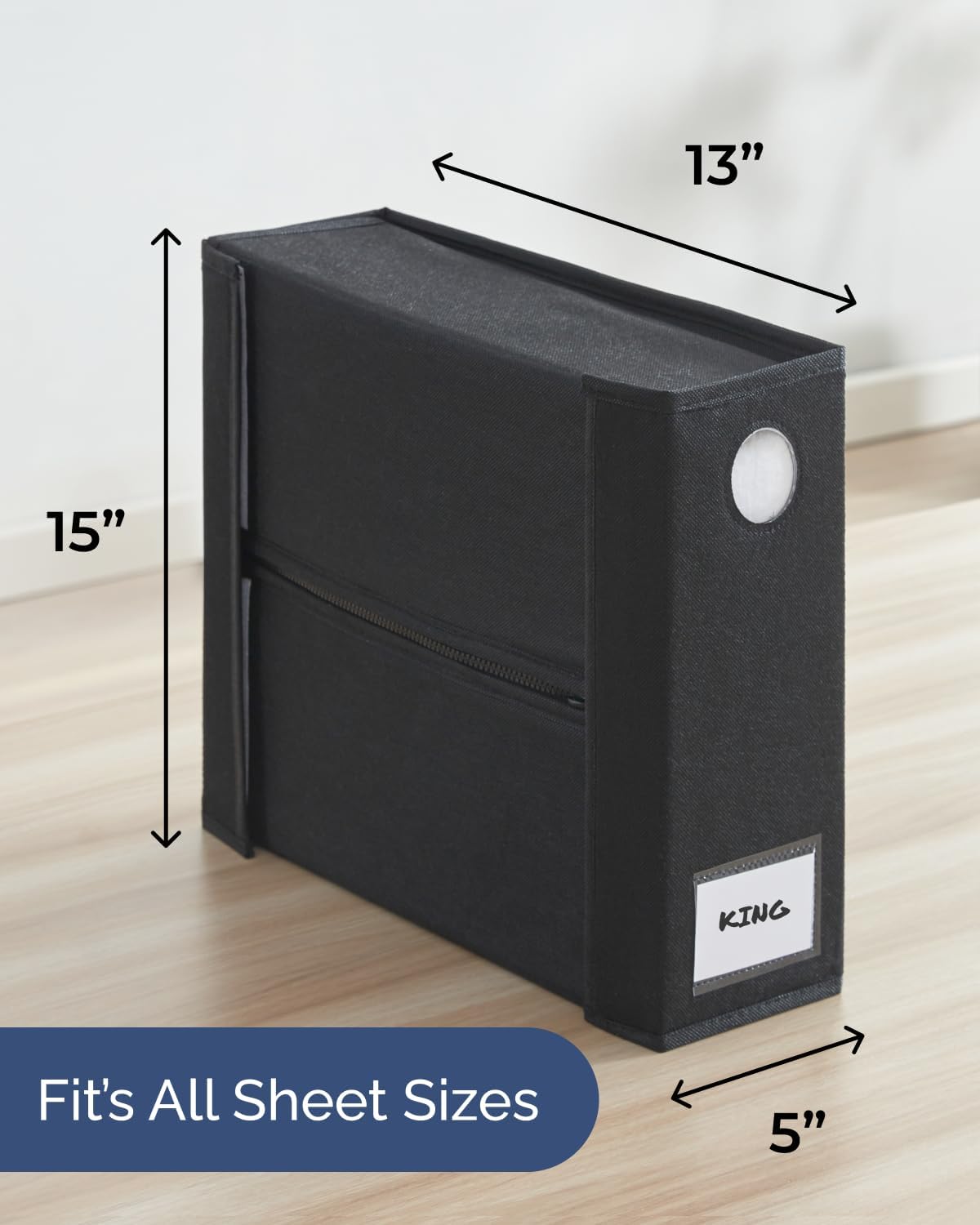 Skiennix Sheet Organizers - Foldable Storage Set for Linen Closet - King & Queen Size - Dustproof Bedding Container - Black
