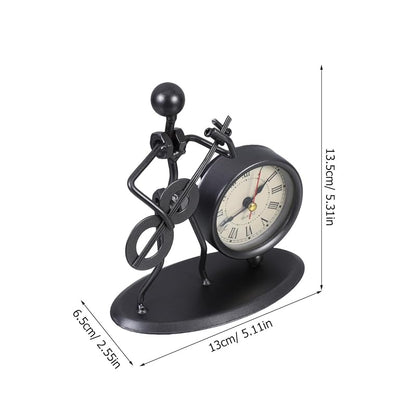 Vintage Iron Desk Clock - Retro Music Guitar Table Clock