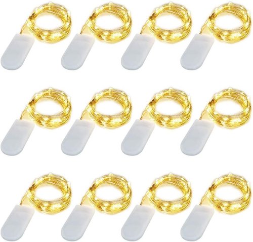 LIIDA LED Fairy String Lights - 12-Pack of 20 Micro Lights on Silver Copper Wire | Warm White for DIY Decor