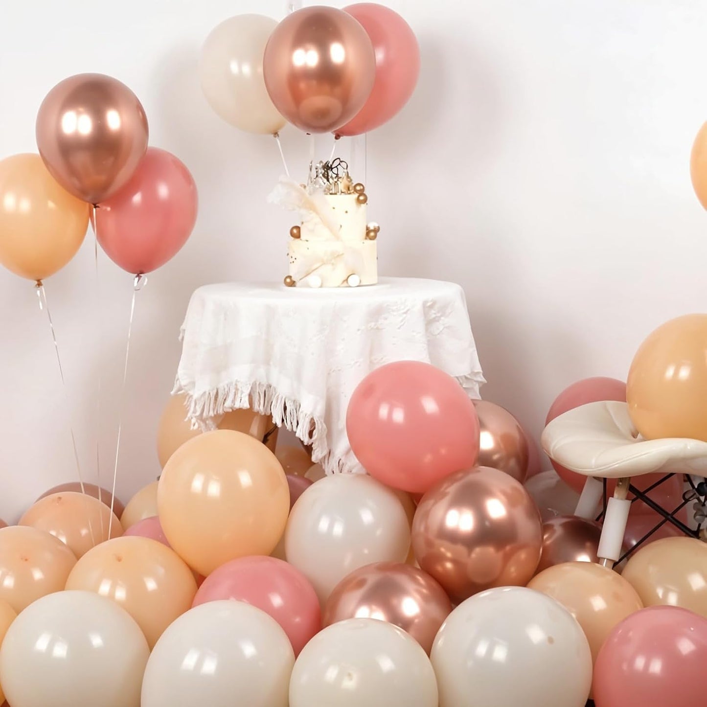 Skiennix Retro Blush Pink Balloons - 60 Pack 12 Inch Dusty Pink & Metallic Chrome for Bridal Showers & Birthdays