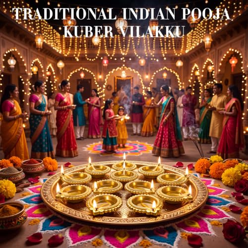 Diwali Return Gift Set with Kuber Diya and Ganesha - Flower Variation