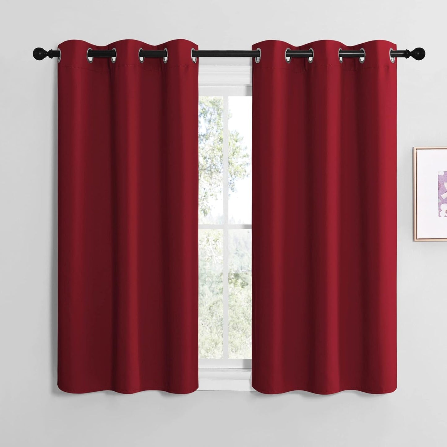NICETOWN Blackout Curtains - Thermal Insulated Grommet Drapes for Small Kitchen Window | 42x50 Inches, Burgundy Red
