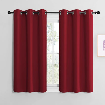 NICETOWN Blackout Curtains - Thermal Insulated Grommet Drapes for Small Kitchen Window | 42x50 Inches, Burgundy Red