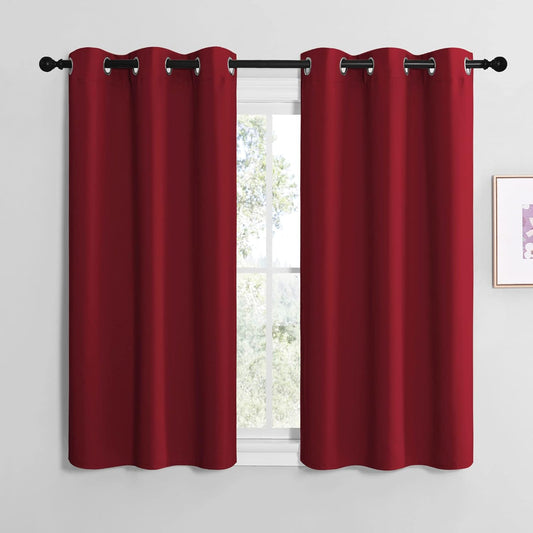 NICETOWN Blackout Curtains - Thermal Insulated Grommet Drapes for Small Kitchen Window | 42x50 Inches, Burgundy Red