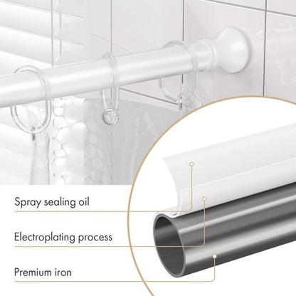Amazer Spring Tension Shower Curtain Rod, 42-72 Inches Rust-Resistance Tension Curtain Rod Bathroom Rod, Adjustable Shower Curtain Rod No Drill, White
