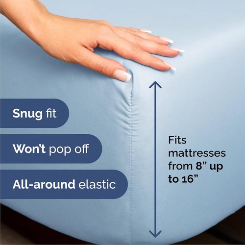 Cal King Size Sheet Set by Hotel Luxury | 4-Piece Comfy, Breathable & Cooling Bedding - Soft, Wrinkle-Free, Deep Pockets - Light Blue
