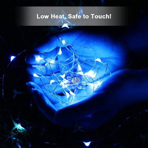 Ariceleo LED Fairy Lights - Battery Operated Copper Wire String Lights | 5m/16ft Blue for Bedroom & Events