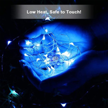 Ariceleo LED Fairy Lights - Battery Operated Copper Wire String Lights | 5m/16ft Blue for Bedroom & Events