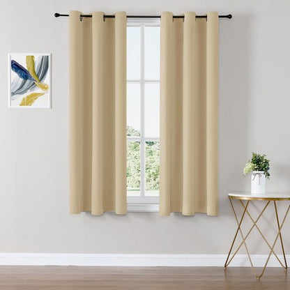 ChrisDowa Blackout Curtains 63 inches Long for Bedroom - 2 Panels Set Grommet Thermal Insulated Room Darkening Curtains for Living Room (Biscotti Beige, 42 x 63 Inch)