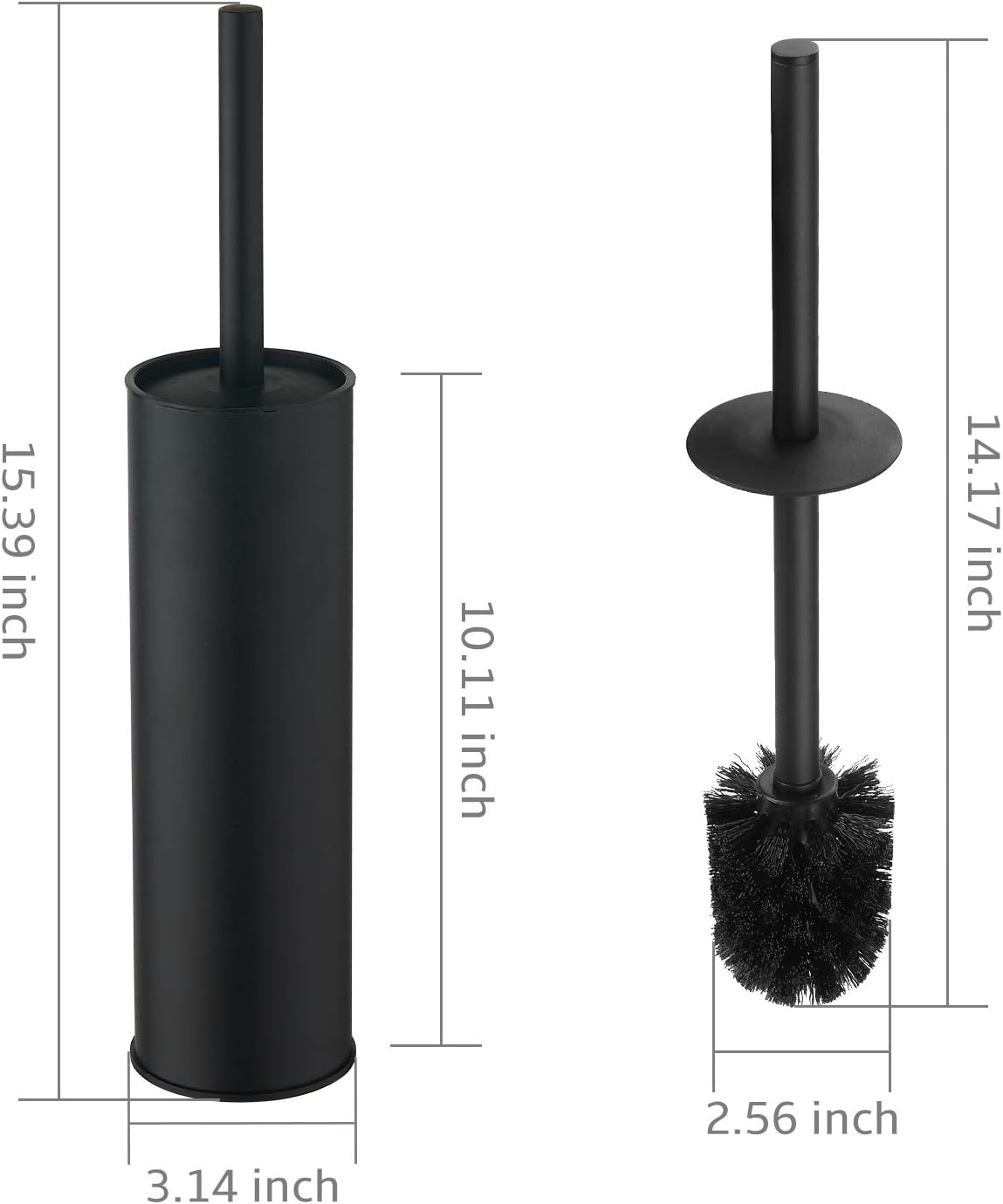 BGL Stainless Steel Toilet Brush - Durable Holder with 2 Black Bristle Heads for Effective Cleaning