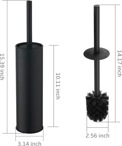 BGL Stainless Steel Toilet Brush - Durable Holder with 2 Black Bristle Heads for Effective Cleaning