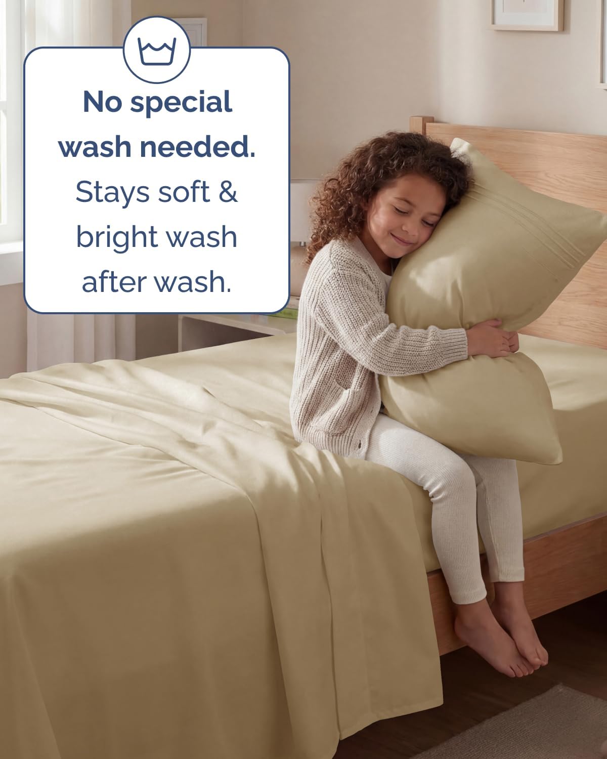Skiennix Twin Size Sheet Set - Comfy Cooling Bed Sheets - Ultra-Soft, Deep Pockets, Wrinkle-Free - Oeko-Tex Certified - Beige