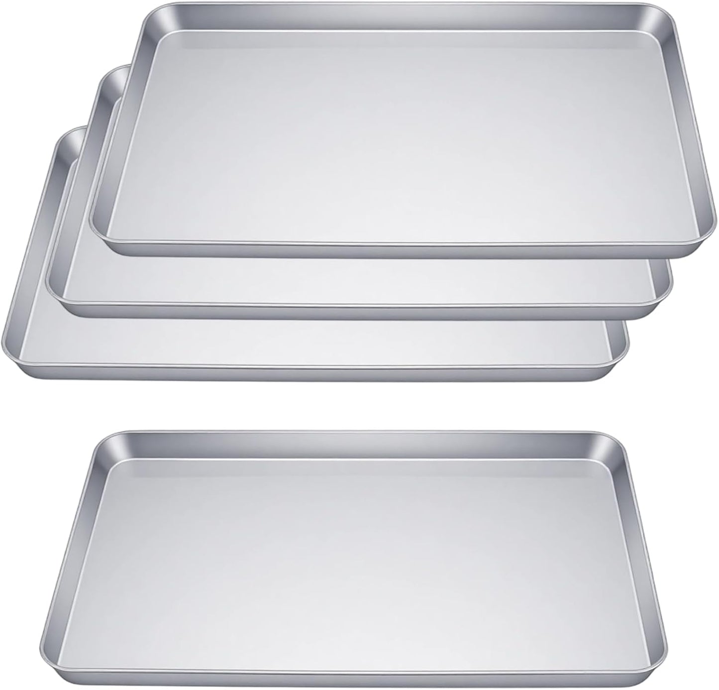 Skiennix Stainless Steel Baking Sheets - 4-Piece Set for Cooking & Roasting | 17.6 x 12.4 x 1 Inch