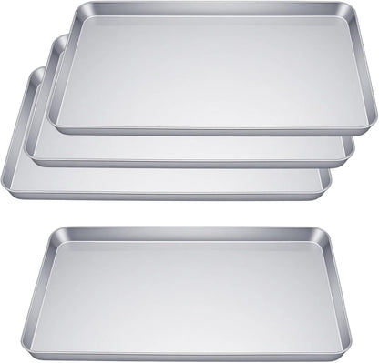 Skiennix Stainless Steel Baking Sheets - 4-Piece Set for Cooking & Roasting | 17.6 x 12.4 x 1 Inch