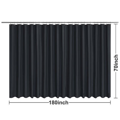 Barossa Design Clawfoot Tub Shower Curtain with 12 Magnets - 36 Metal Hooks Included, 180" W x 70" H Wrap Around, Waterproof PEVA Shower Liner for Bathroom, PVC Free, Metal Grommets - Black, 180x70