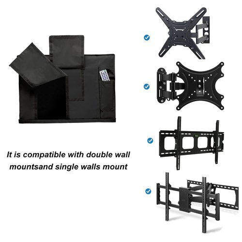 iBirdie Outdoor TV Cover 60 to 65 inch Weatherproof, Cover Size 58''L x 37''H, Waterproof for Outside Flat Screen 60 to 65 inch TV, Black, 600D Thick Fabric Screen Protector with Bottom