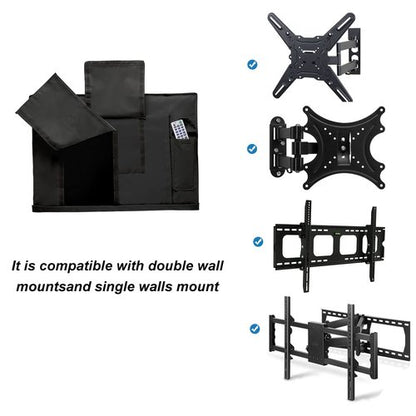 iBirdie Outdoor TV Cover 60 to 65 inch Weatherproof, Cover Size 58''L x 37''H, Waterproof for Outside Flat Screen 60 to 65 inch TV, Black, 600D Thick Fabric Screen Protector with Bottom