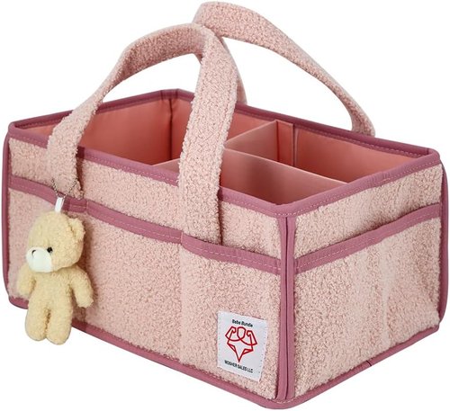 Diaper Caddy Organizer by [Brand Name] - Portable Nursery Storage Basket for Wipes, Diapers & Toys - Large Felt Bin