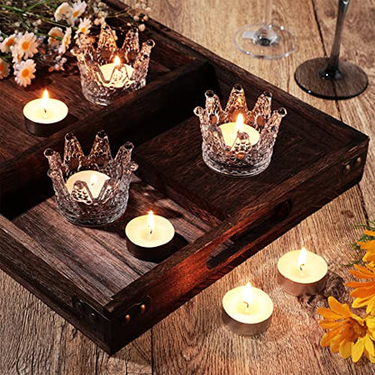 24 Pcs Gold Clear Crown Candle Holders Votive Set - Elegant Home Decor - Clear Style