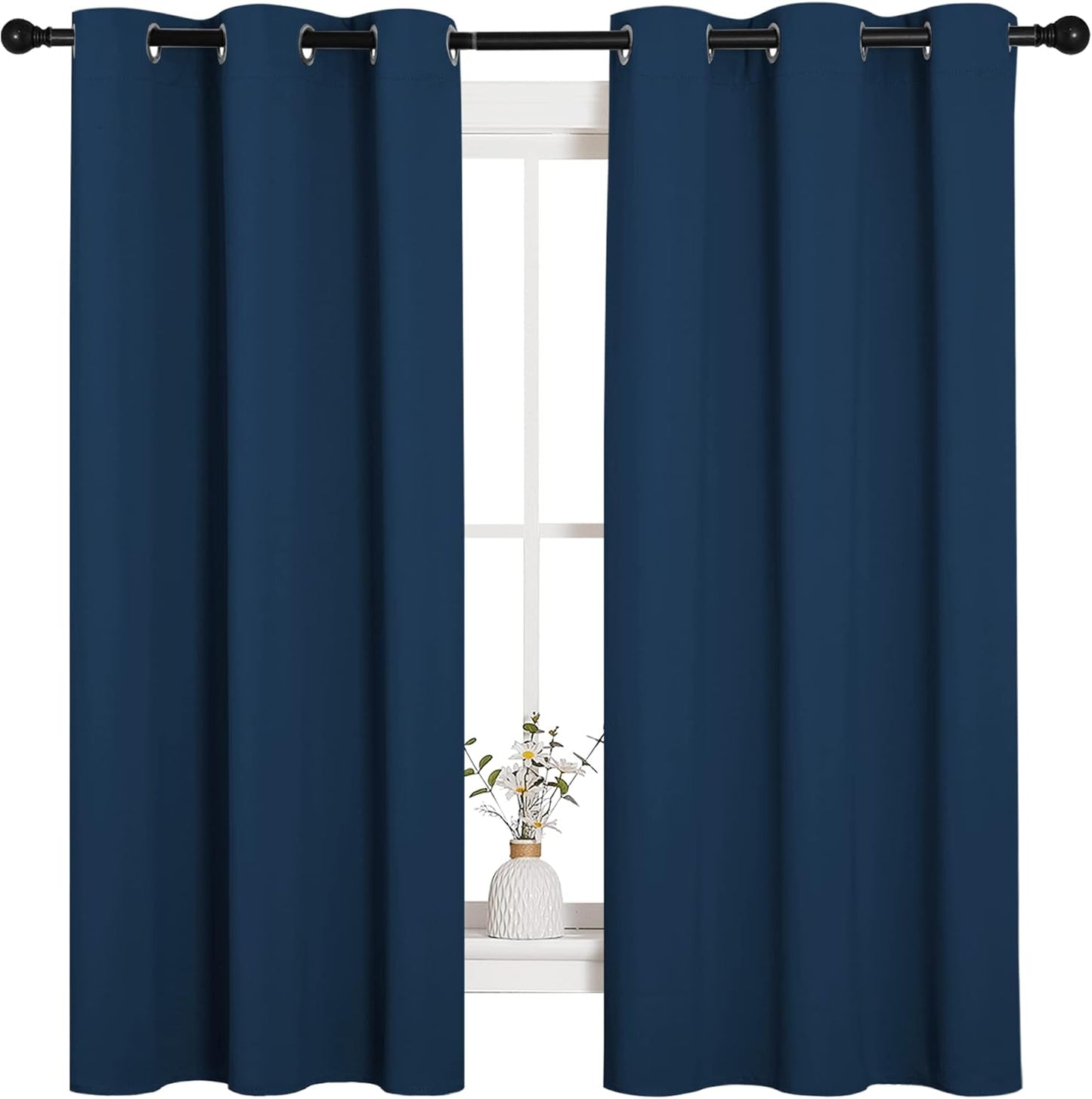 NICETOWN Blackout Curtains - Room Darkening Thermal Insulated Grommet Panels | Moroccan Blue, 63" Length (2 Pieces)