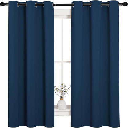 NICETOWN Blackout Curtains - Room Darkening Thermal Insulated Grommet Panels | Moroccan Blue, 63" Length (2 Pieces)