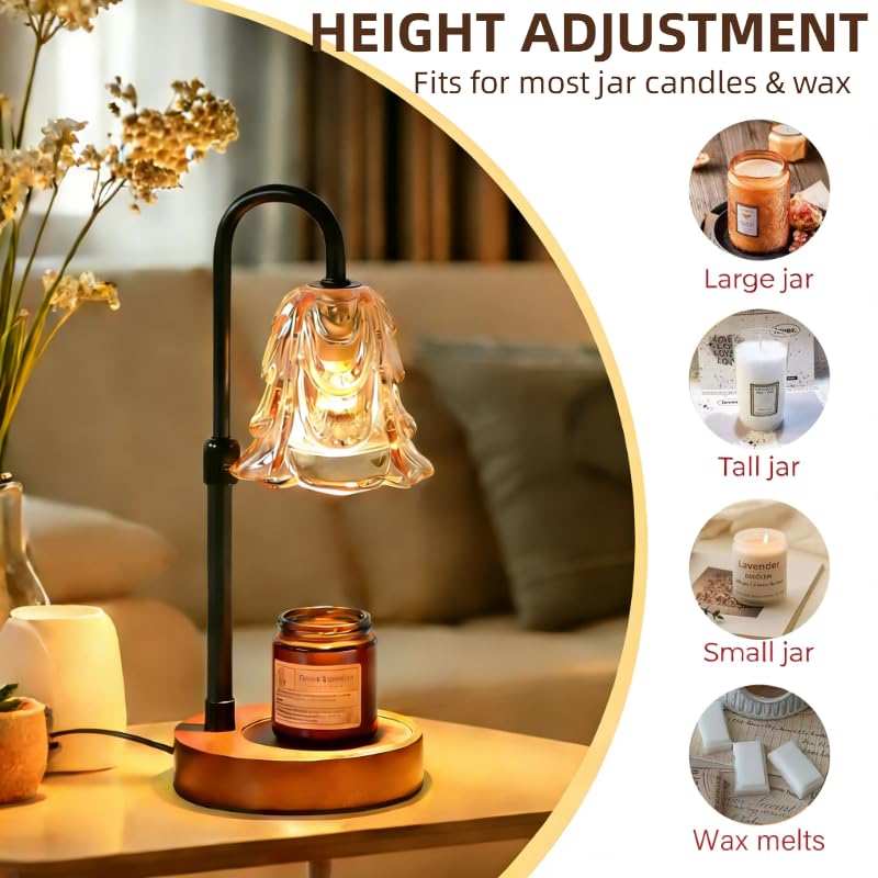 VJK Candle Warmer Lamp with Timer Dimmable, Birthday Gifts for Women Mom, House Warming Gifts New Home Decor, Wax Melt Warmer for Jar Candles with 2 Bulbs