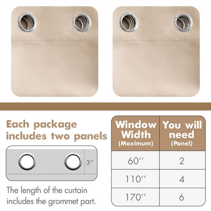 MIULEE Blackout Curtains - Thermal Insulated Room Darkening Drapes | 2 Panels Set 52 x 84 Inch Beige