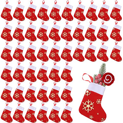 Mini Christmas Stockings Bulk 100 Pcs Glitter Snowflake Plush Knitted Holiday Decor