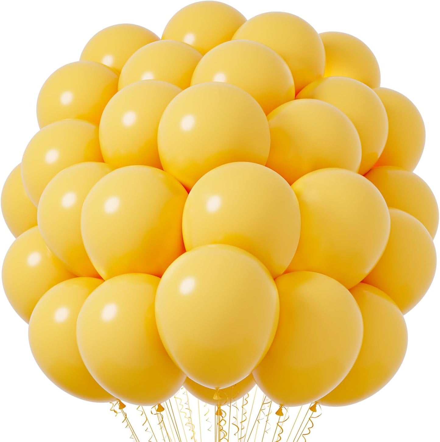 Voircoloria Lemon Yellow Balloons - 12-Inch Mustard Yellow Latex | 66-Pack for Parties & Celebrations
