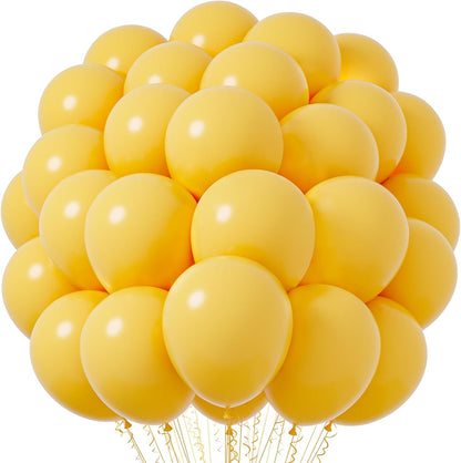 Voircoloria Lemon Yellow Balloons - 12-Inch Mustard Yellow Latex | 66-Pack for Parties & Celebrations