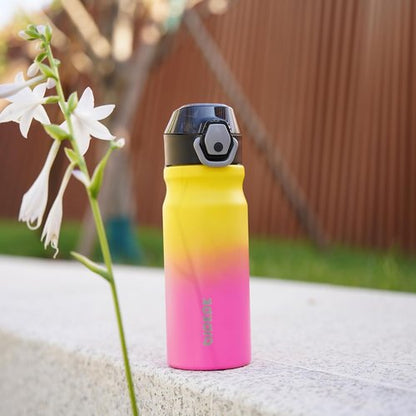 BJPKPK Stainless Steel Insulated Water Bottle - 18oz Reusable Thermal Flask with Straw Lid | Rainbow Finish