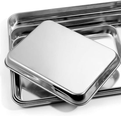Yododo Stainless Steel Baking Sheet Set - Non-Toxic & Easy Clean | 4-Piece (16", 12", 10", 9")