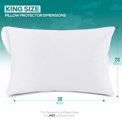 Set of 6 Pillow Protectors with Zipper King Size, Bed Bug and Dust Mite Proof Pillow Covers, Ultra Soft Pillow Encasements, Moisture Wicking and Waterproof Pillow Cases by Utopia Bedding (White)